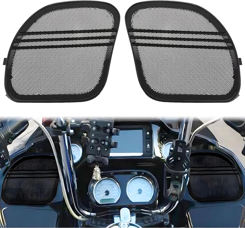 VPZMT Black Front Fairing Speaker Grills Cover for Harley Road Glide FLTRX FLTRK FLTRXS FLTRUSE FLTRXSE 2015-2025, One Pair, 5 * 7 Inch Metal - Image 1